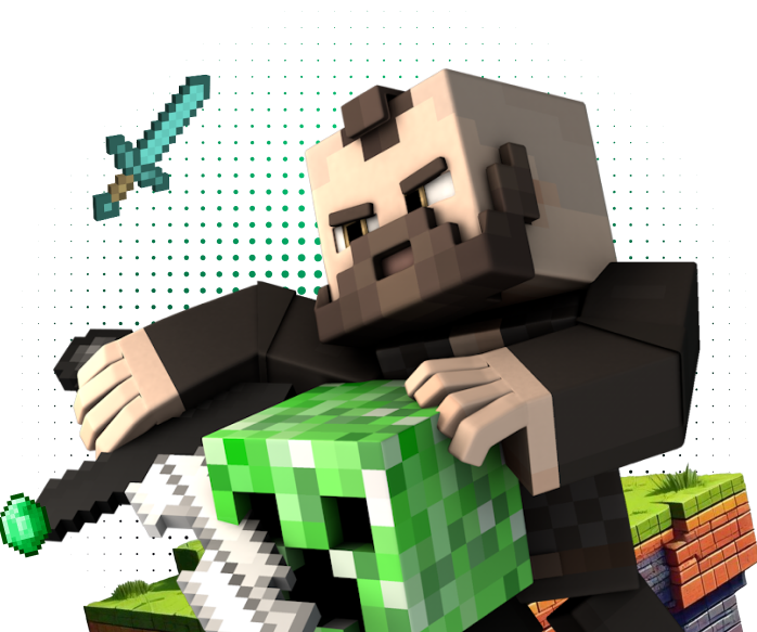 Minecraft hero holding sword